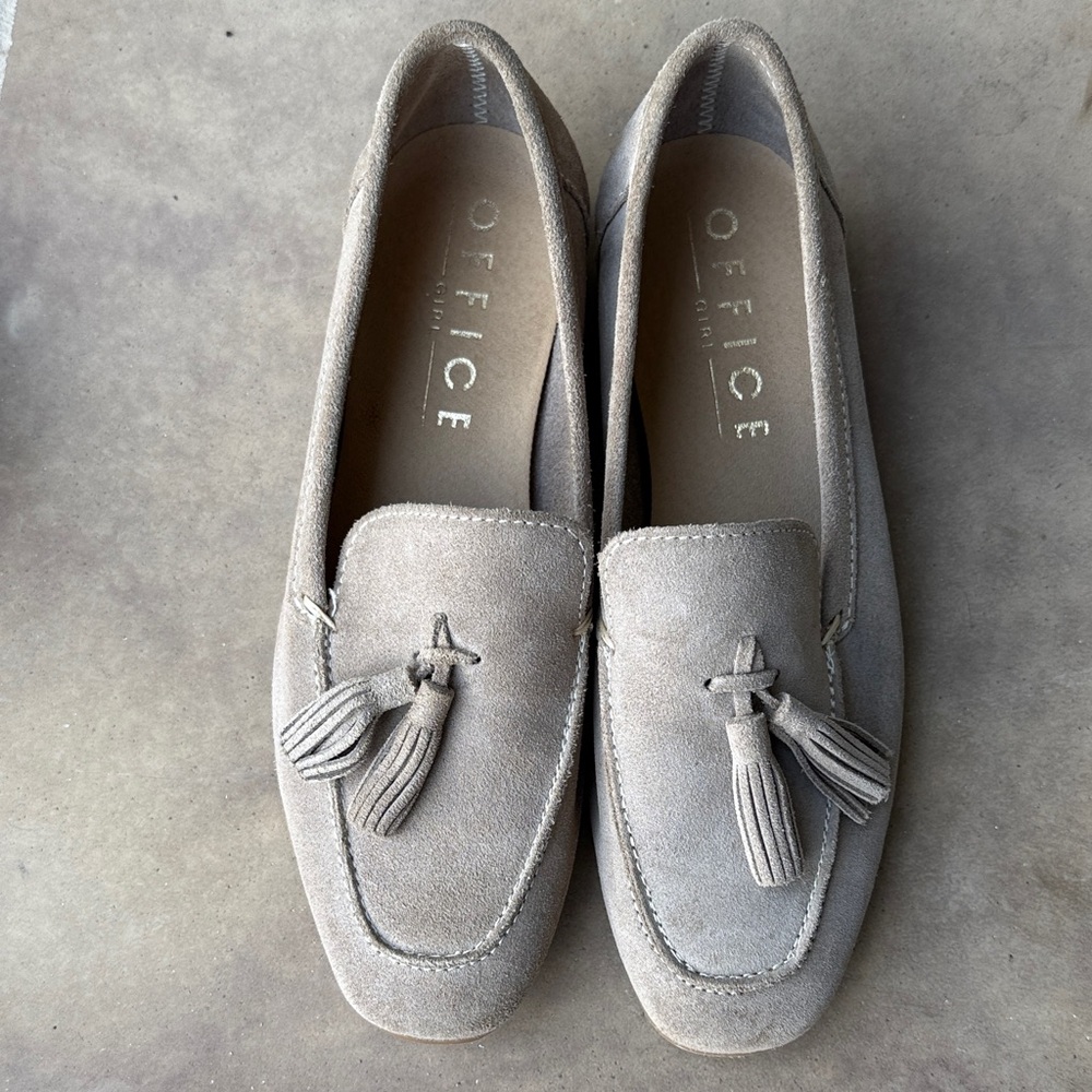 Office Women's Taupe Suede Tassel Loafers